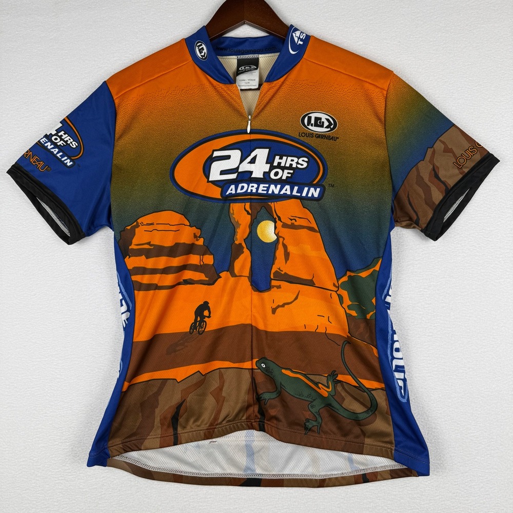 Louis Garneau Cycling Jersey Women XL Orange 24 Hrs of Adrenalin Moab Graphic